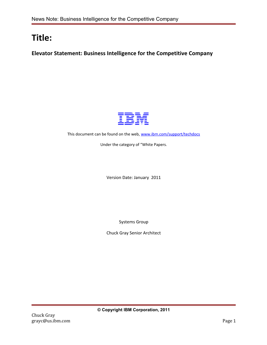 News Note: Business Intelligence for the Competitive Company