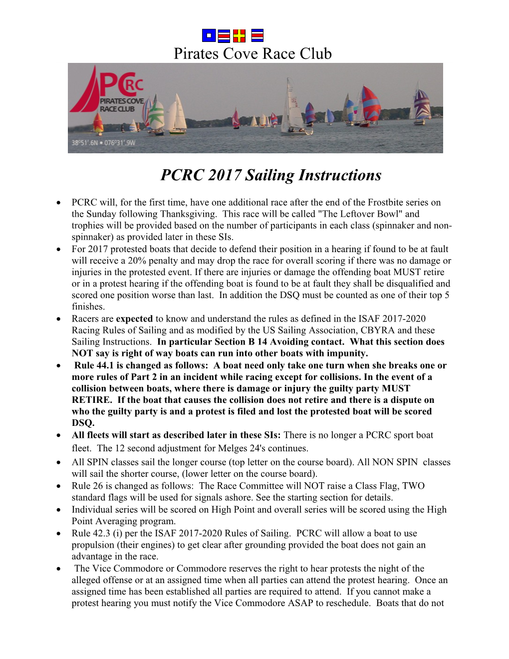 PCRC 2017 Sailing Instructions