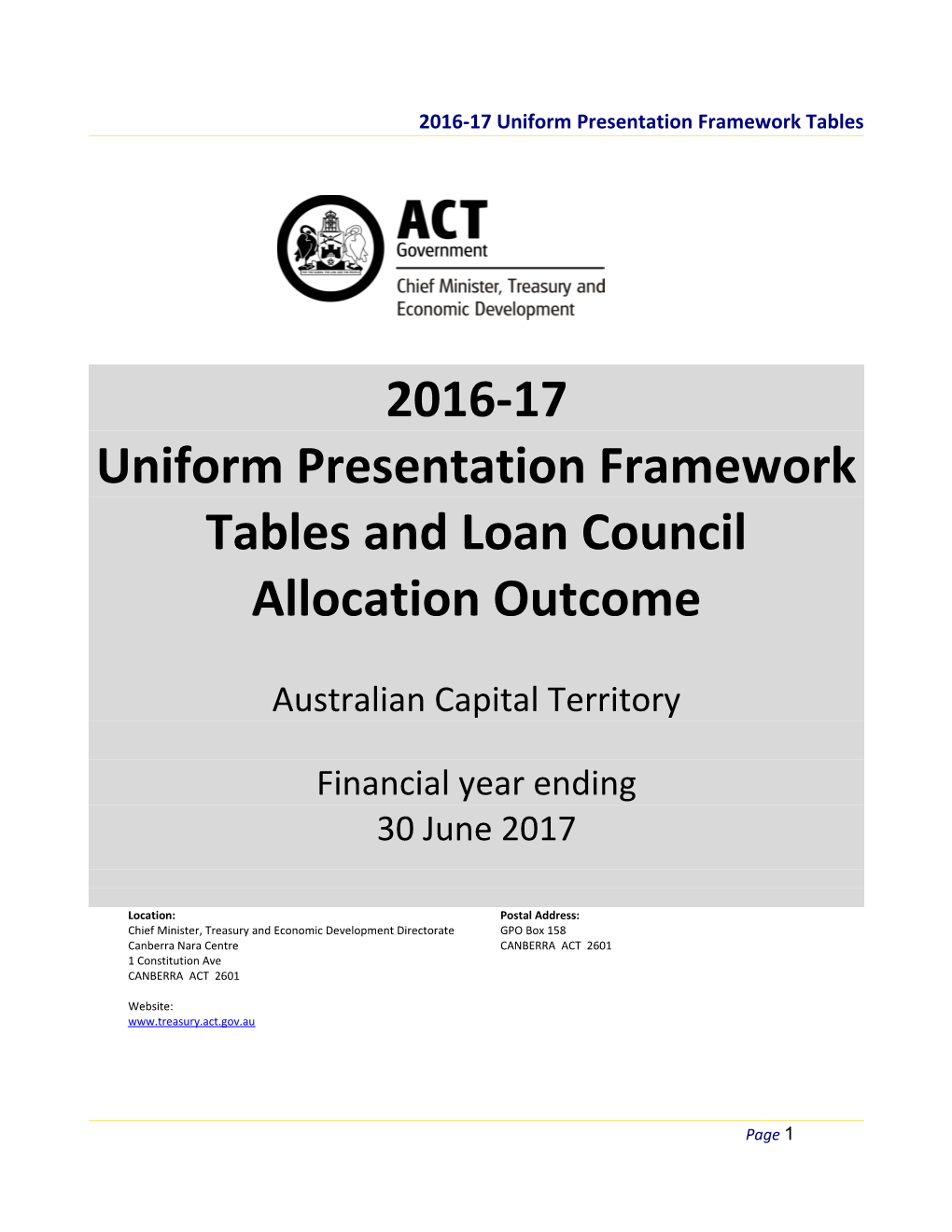 2016-17 UPF and Loan Council Allocation Tables