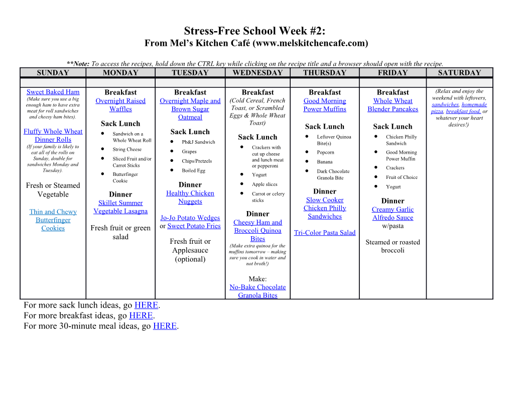 Stress-Free School Week #2
