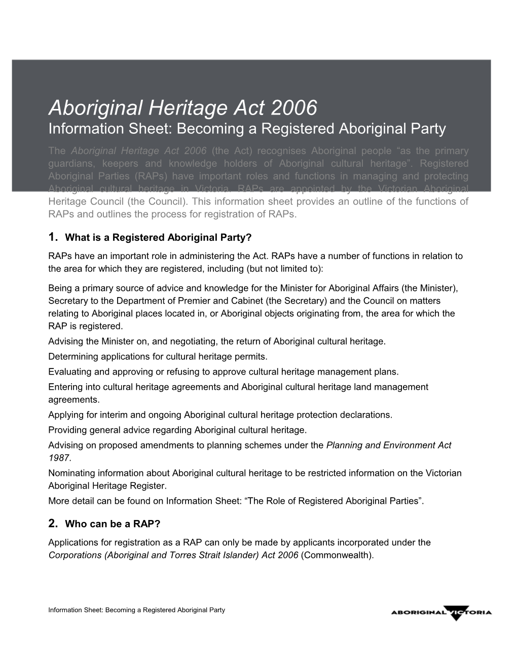 What Is a Registered Aboriginal Party?