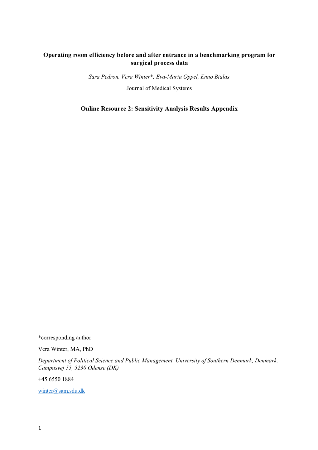 Operating Room Efficiency Before and After Entrance in a Benchmarking Program for Surgical