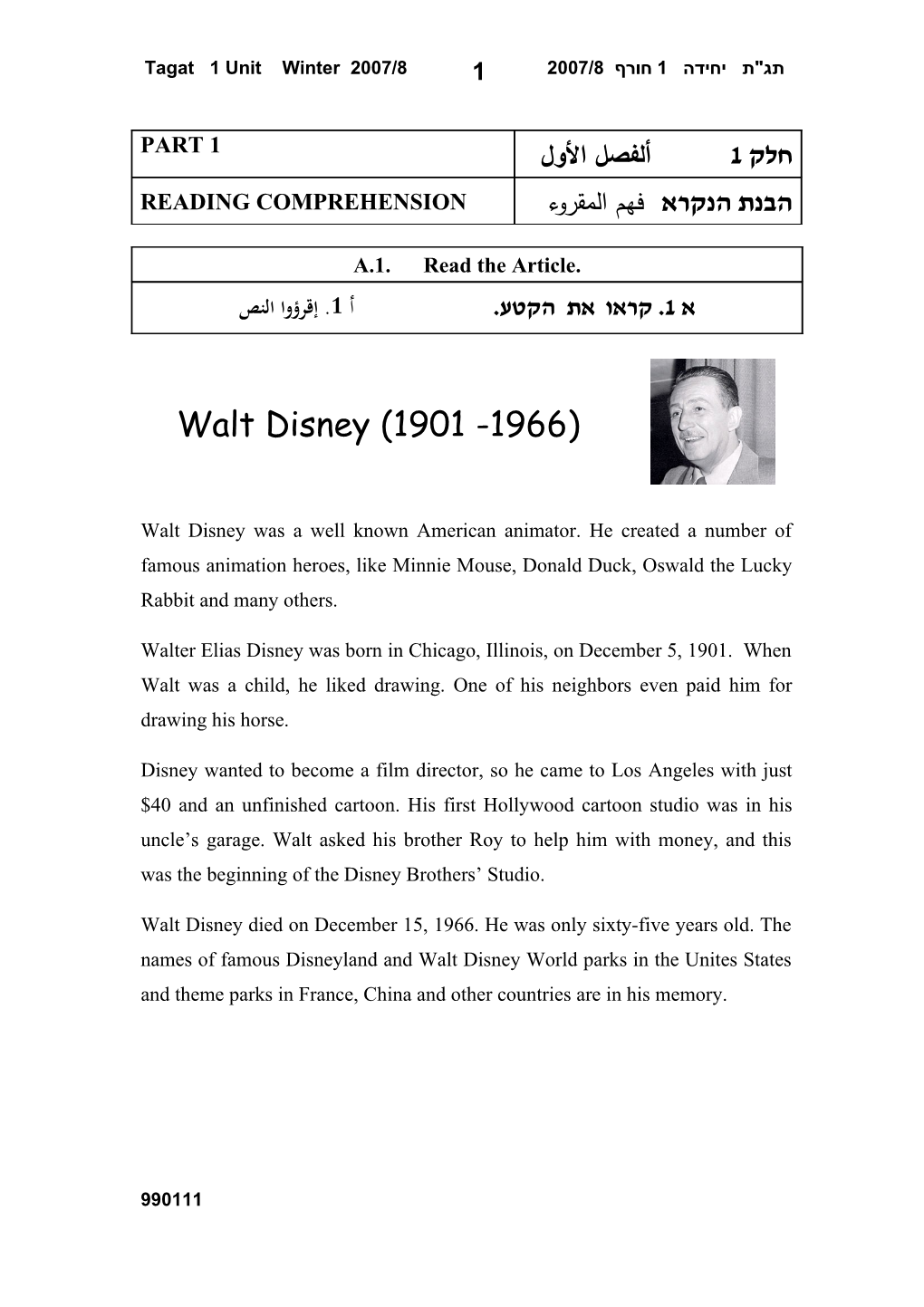 Walt Disney Was a Well Known American Animator. He Created a Number of Famous Animation