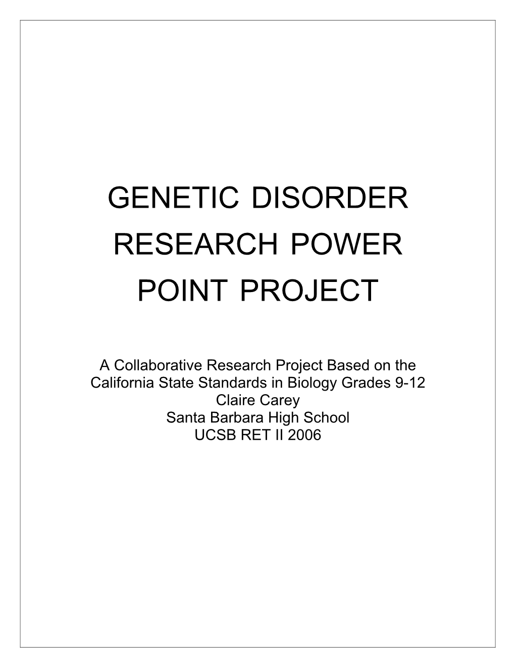 Genetics Disorder Research Project