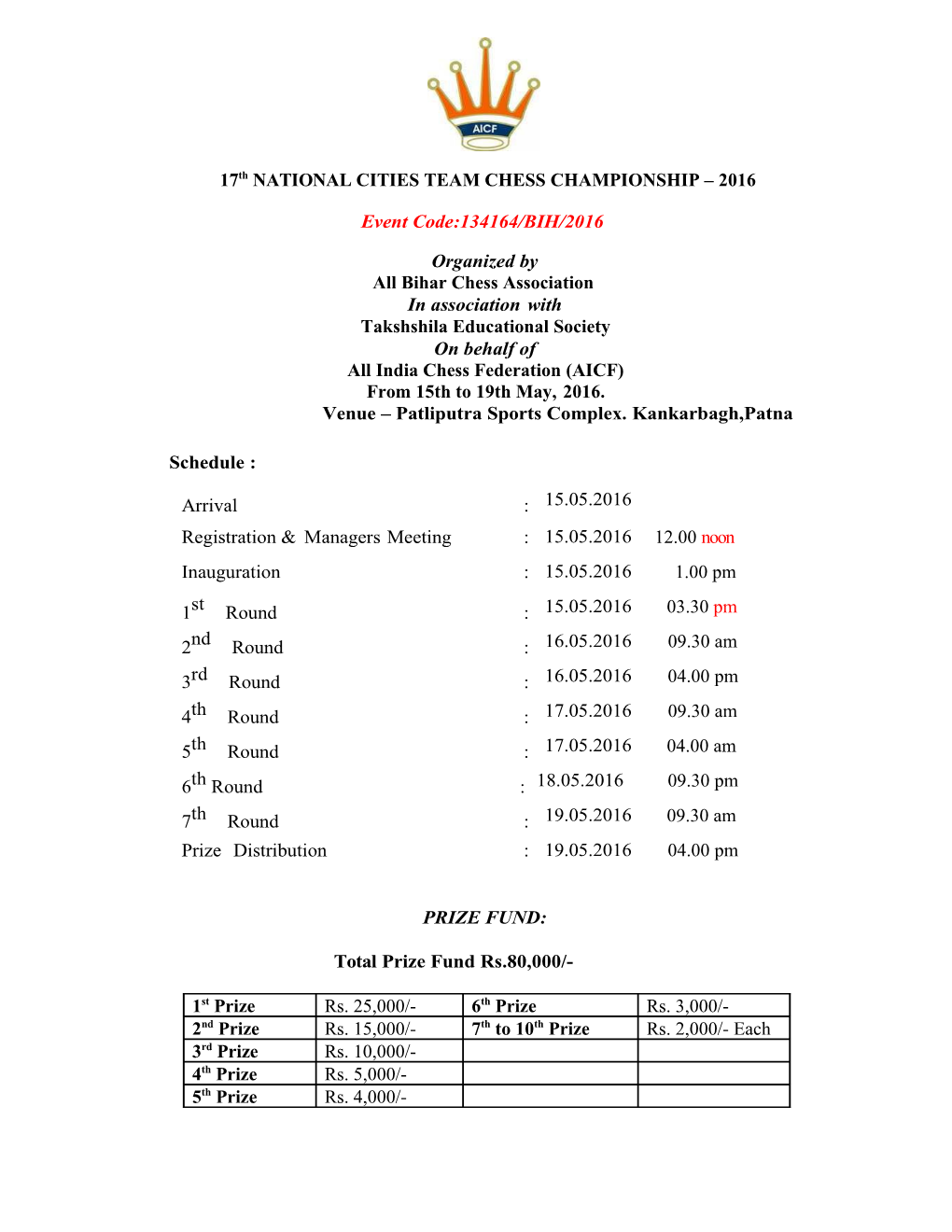 Final Brochure__NATIONAL CITIES TEAM CHESS CHAMPIONSHIP 2015