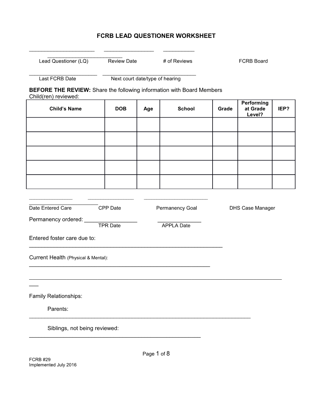 Fcrb Lead Questioner Worksheet