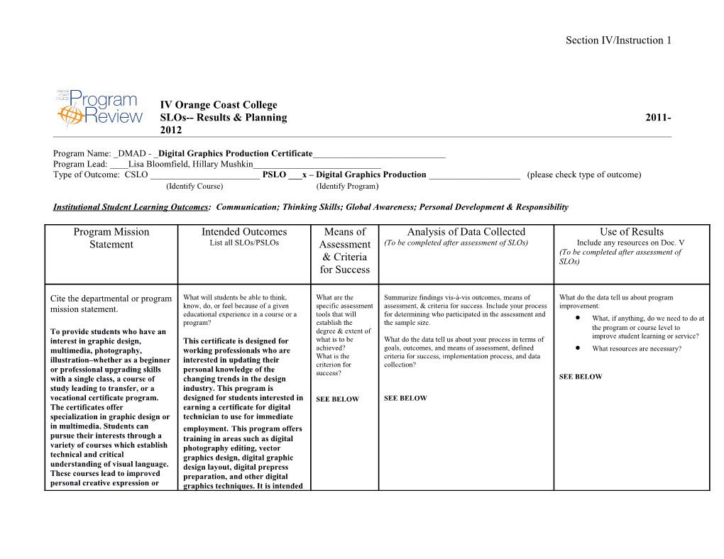 Section IV/Instruction 1