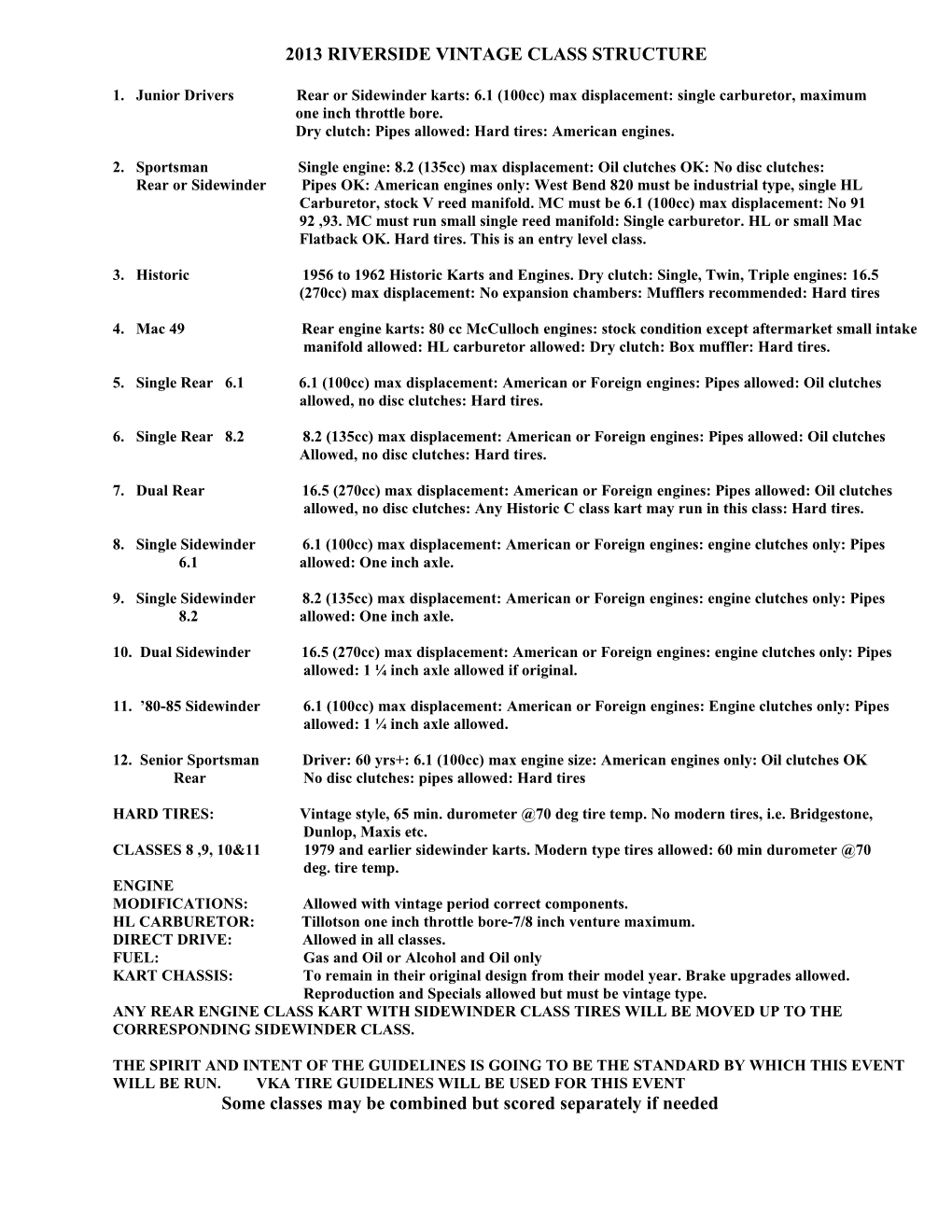 2011 Riverside Vintage Class Structure