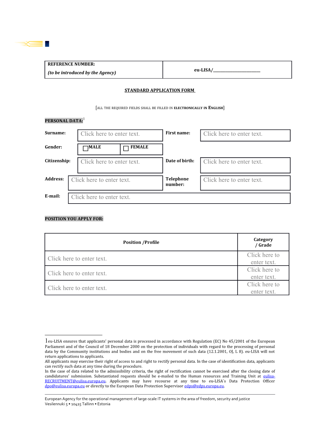 Standard Application Form (MS Word Version 2013 and Later Compatible)