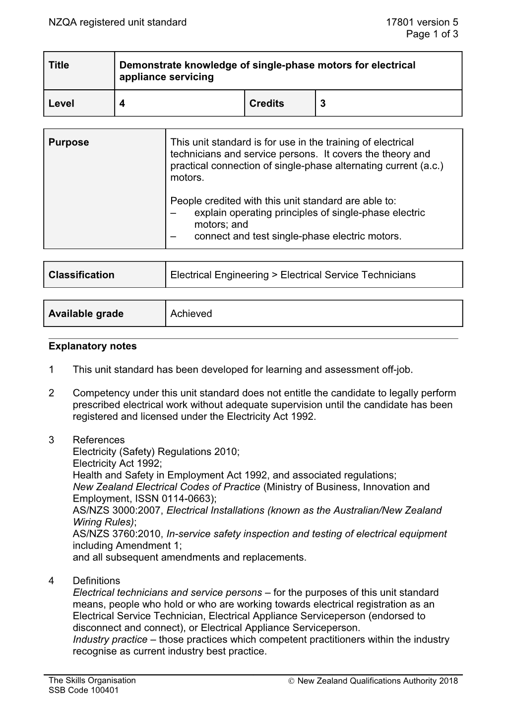 17801 Demonstrate Knowledge of Single-Phase Motors for Electrical Appliance Servicing