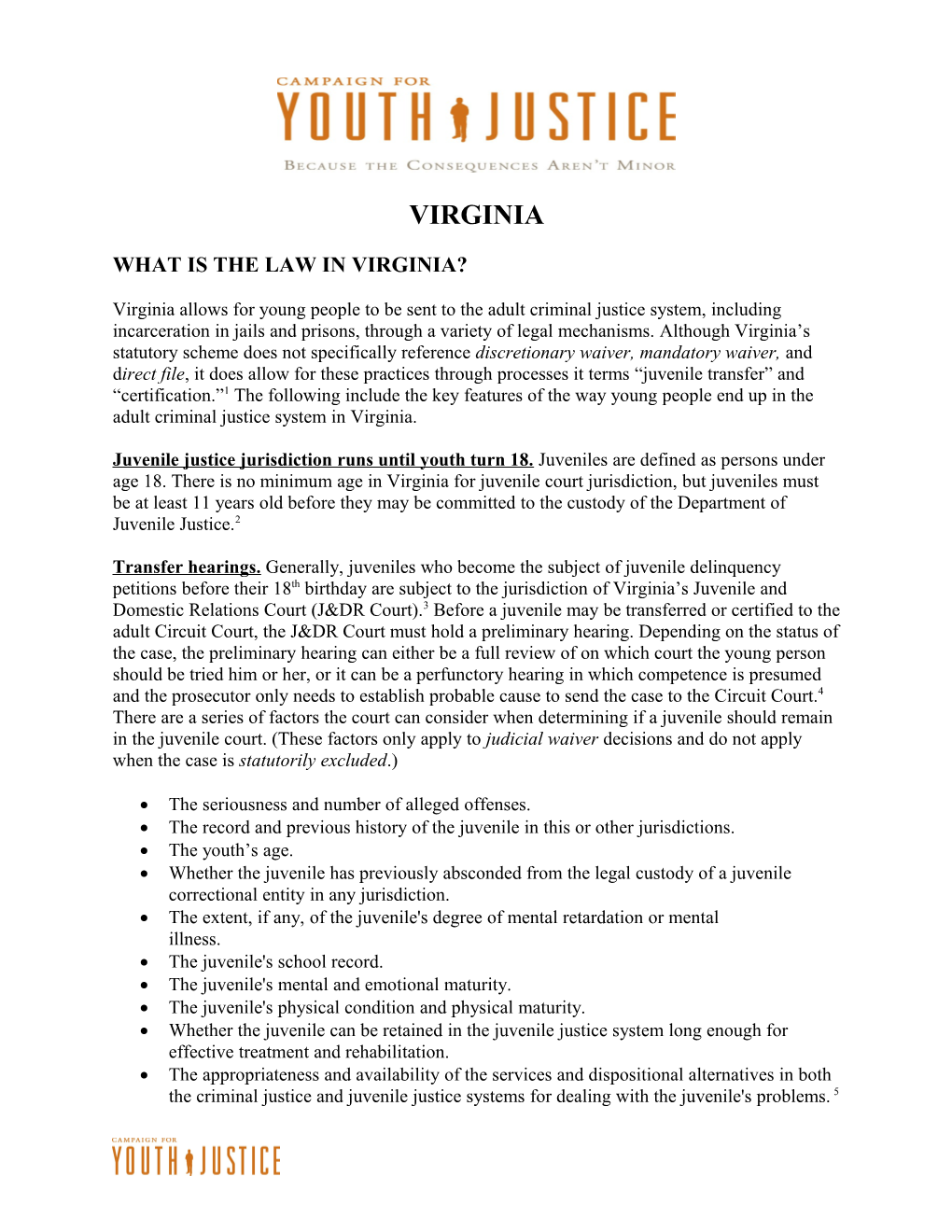 What Is the Law in Virginia