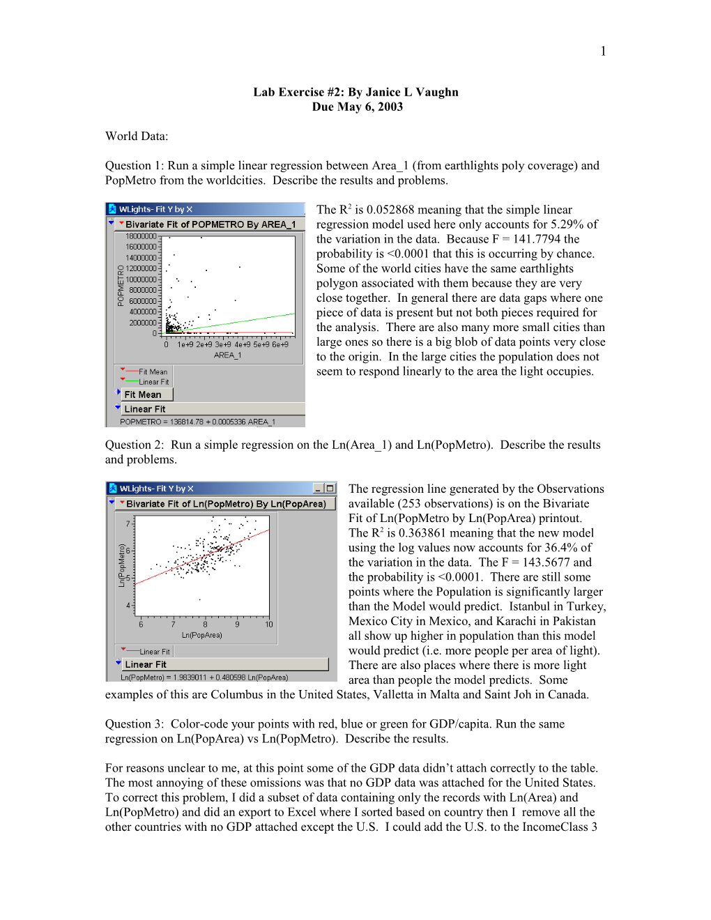 Lab Exercise #2: by Janice L Vaughn