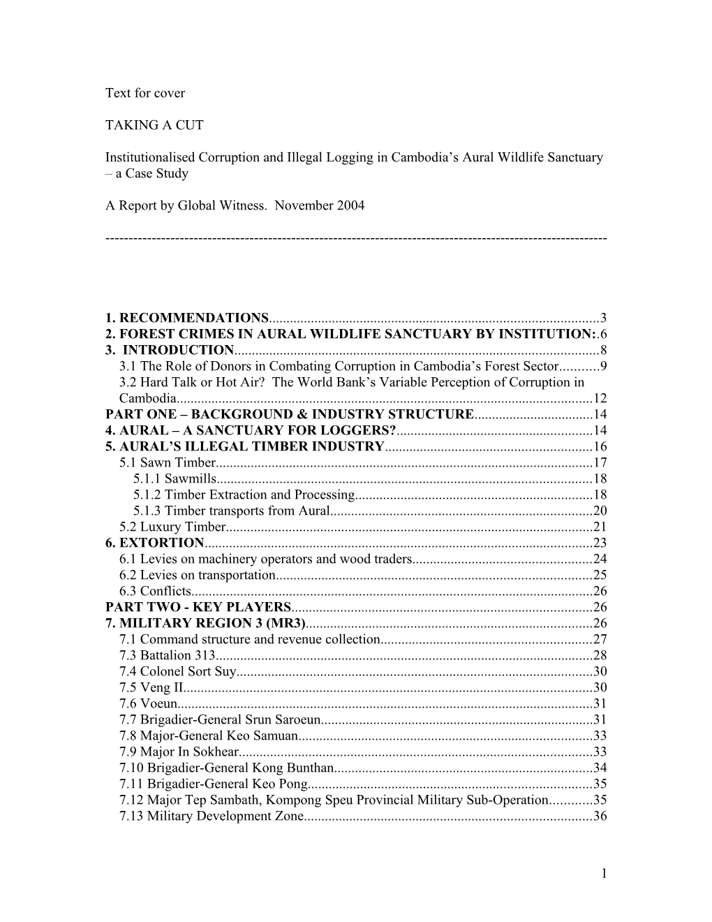 Institutionalised Corruption and Illegal Logging in Cambodia S Aural Wildlife Sanctuary