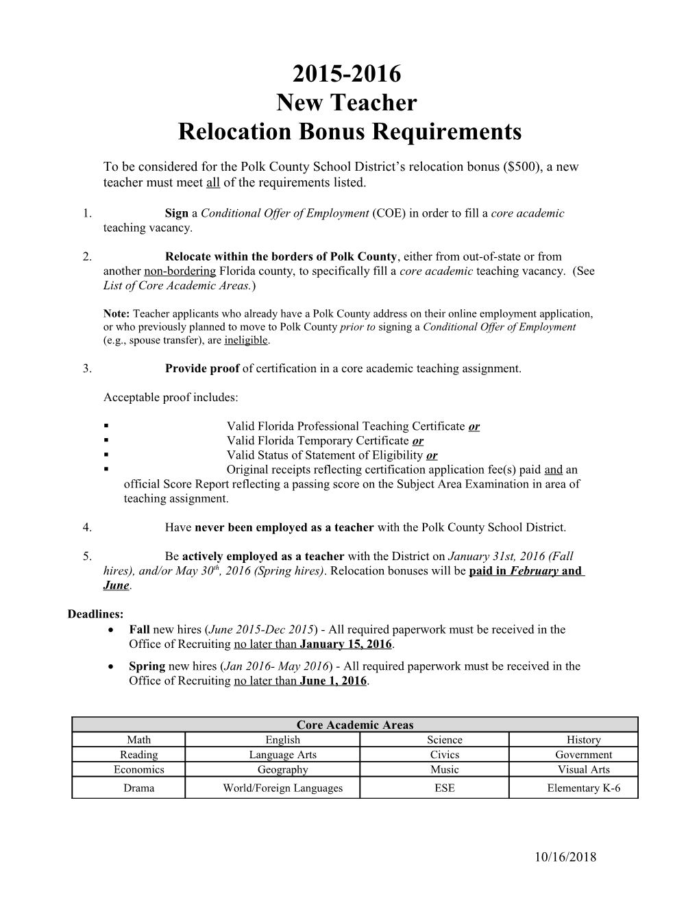 Eligibility Requirements for The