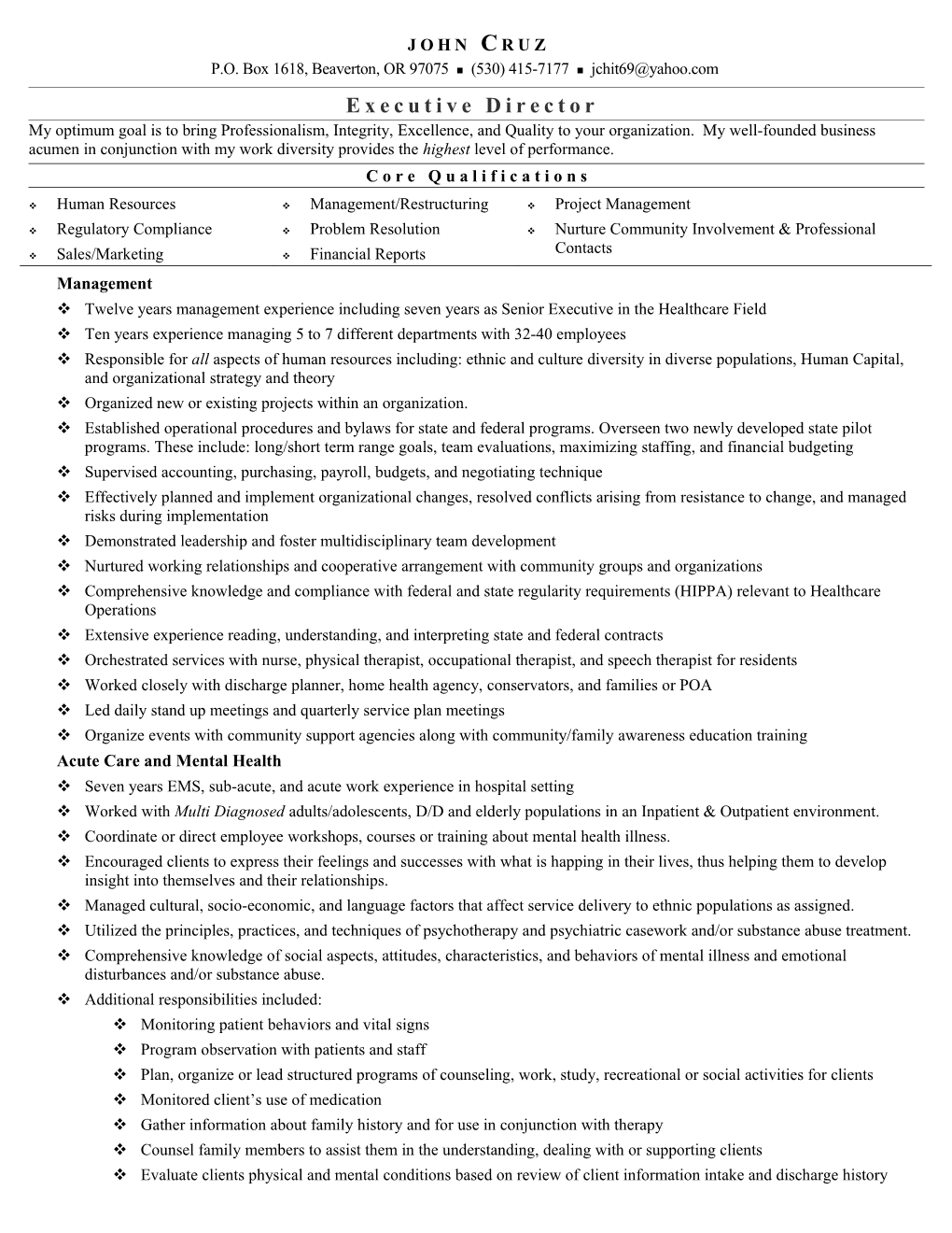 Sample Resume for a Line Worker