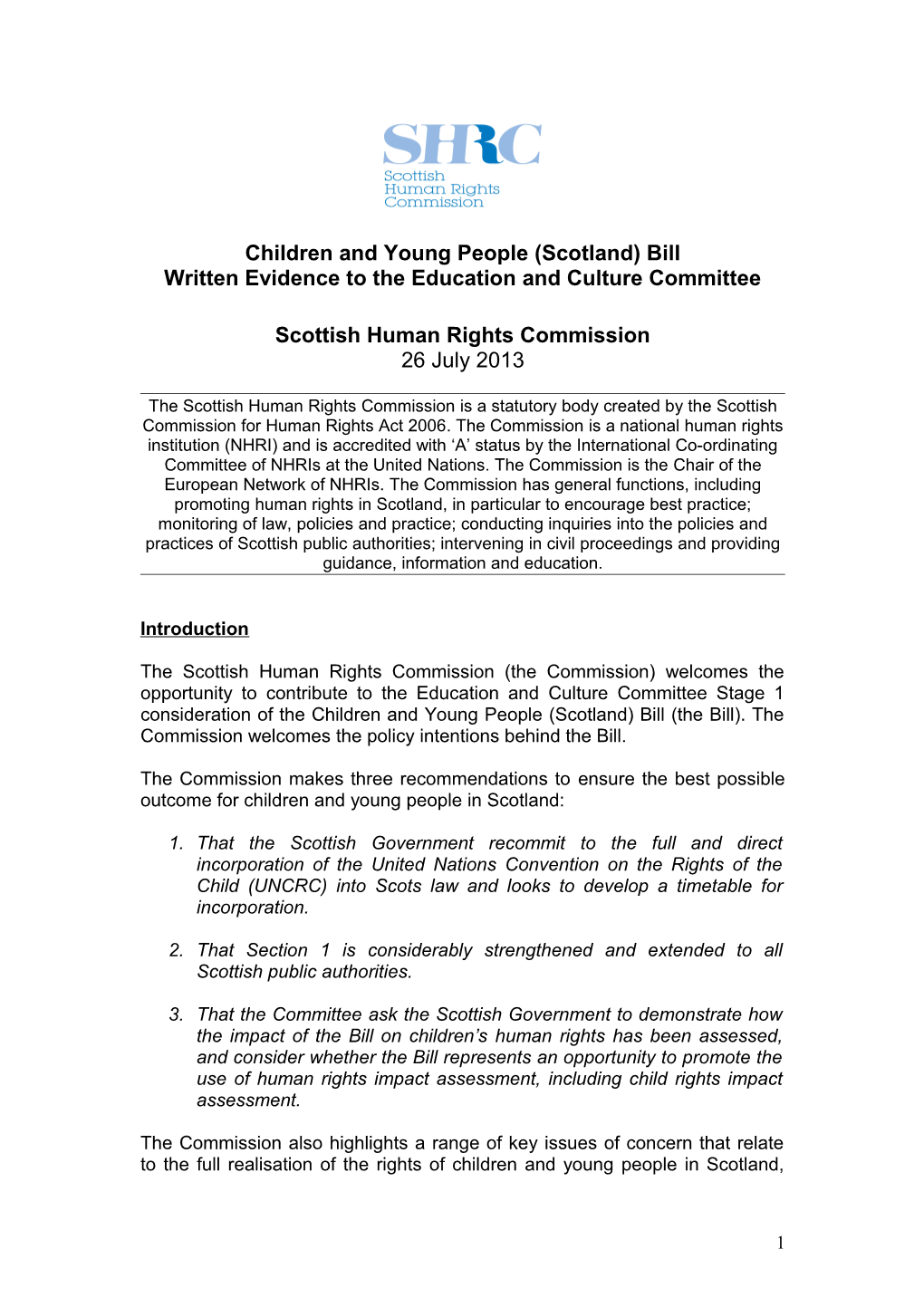 Children and Young People (Scotland) Bill Children Bill