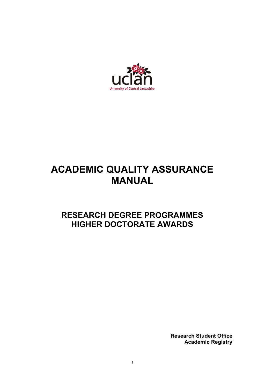 Academic Quality Assurance Manual