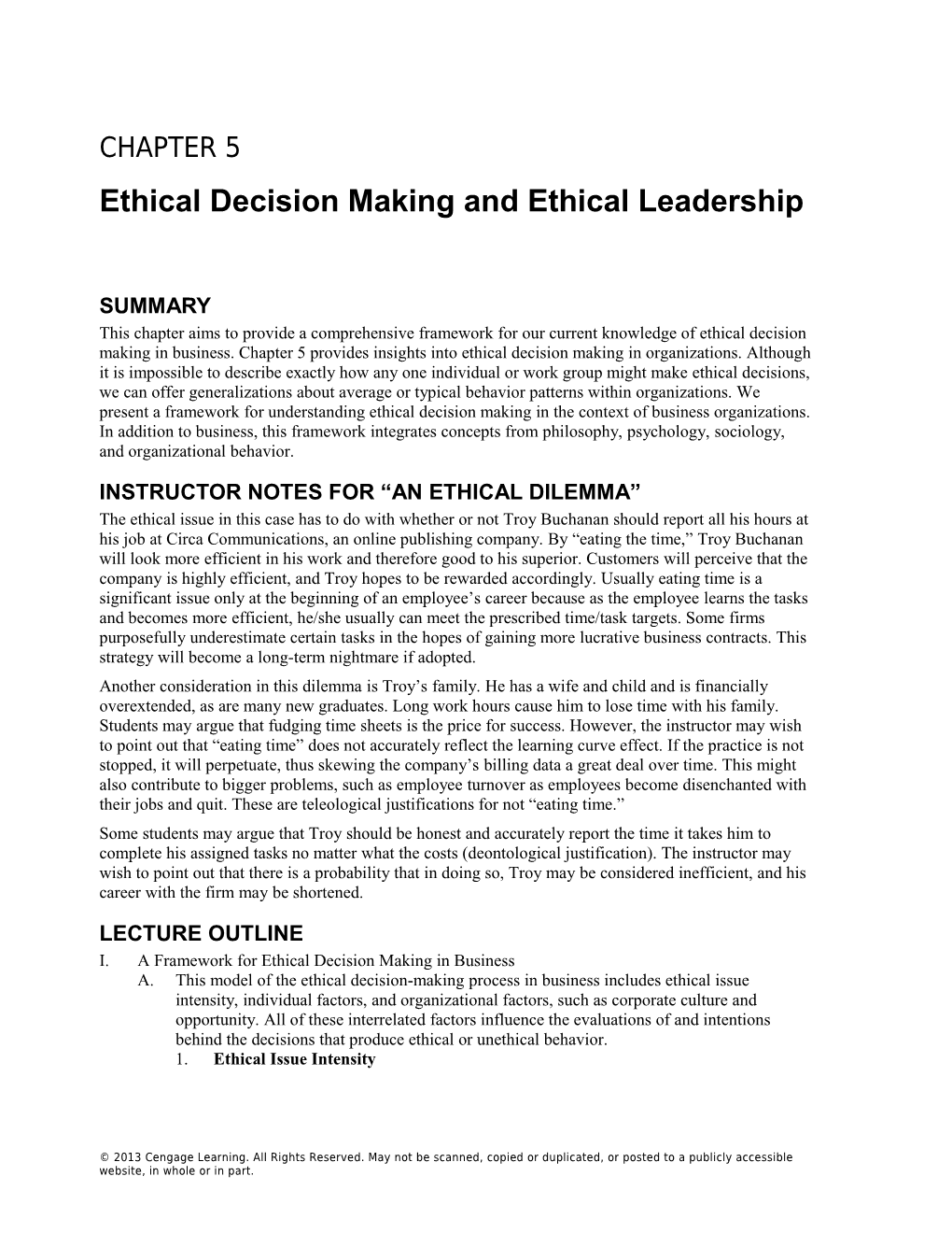 Chapter 5: Ethical Decision Making and Ethical Leadership1