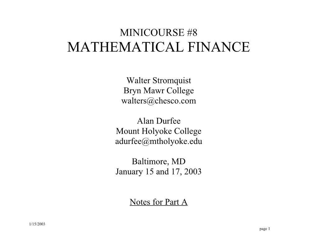 Mathematical Finance