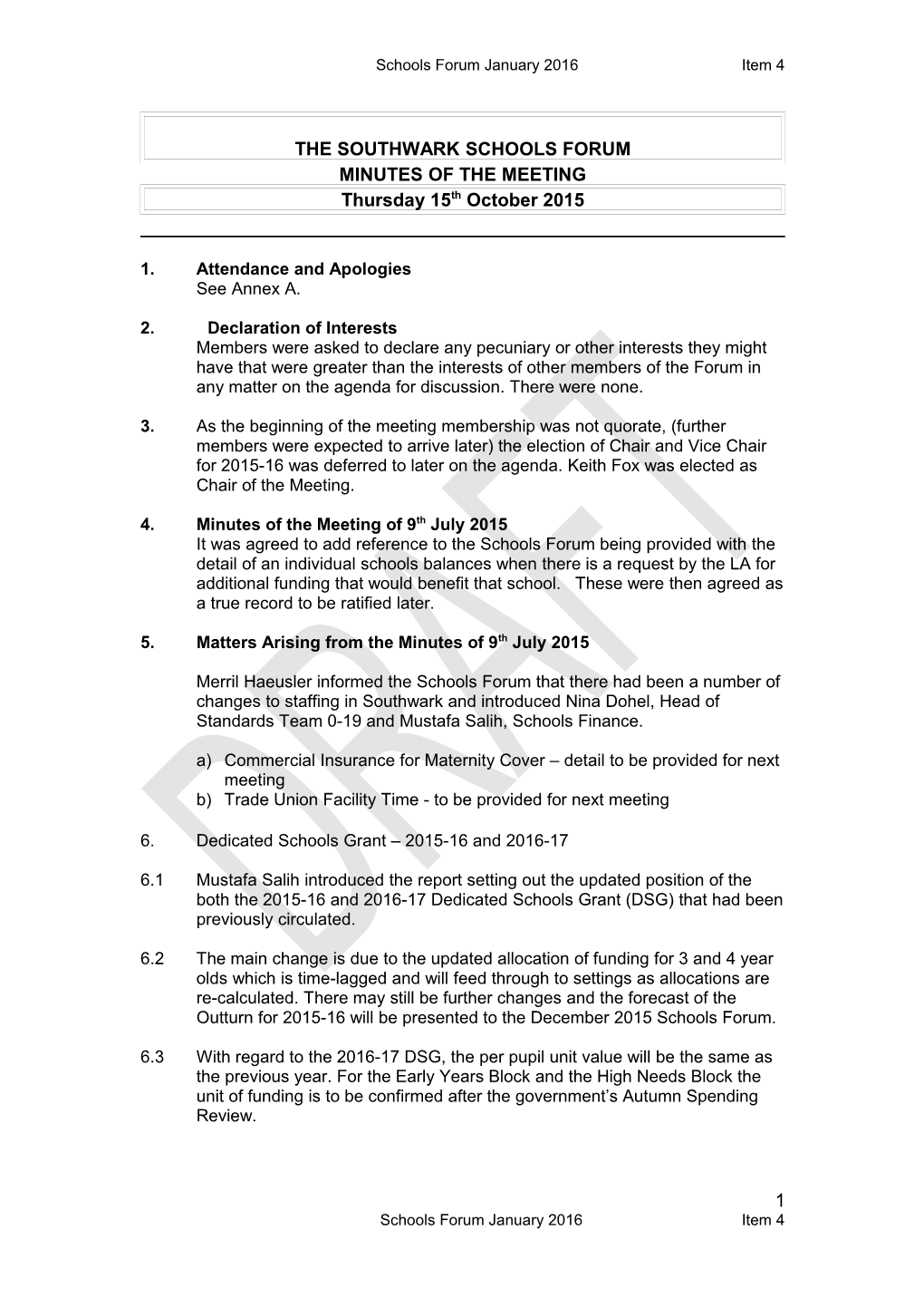 The Southwark Schools Forum