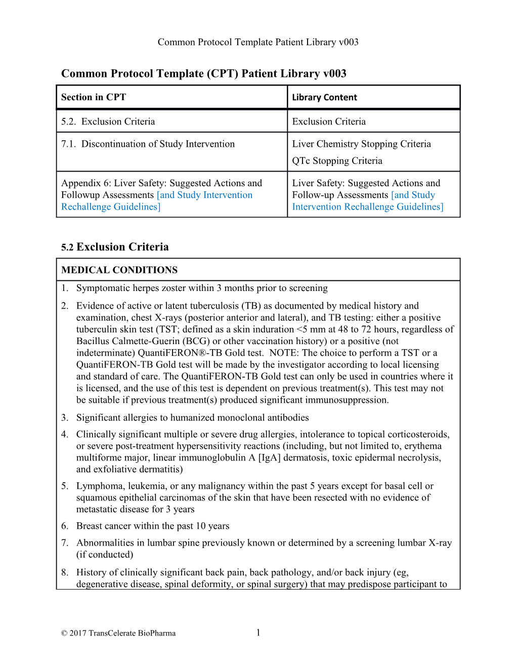 Common Protocol Template (CPT) Patient Library V003