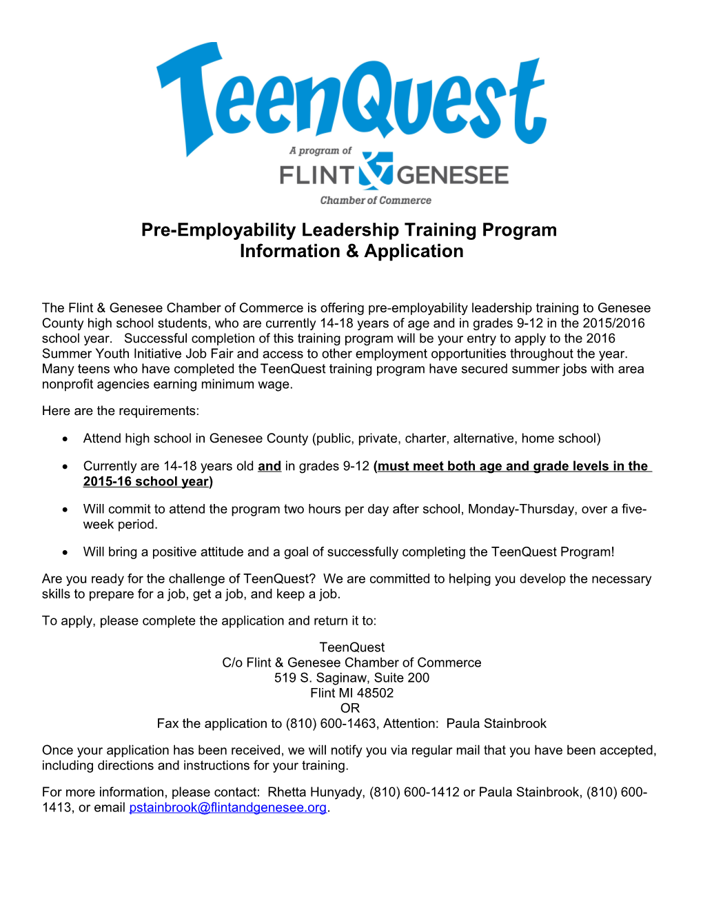 Pre-Employability Leadership Training Program
