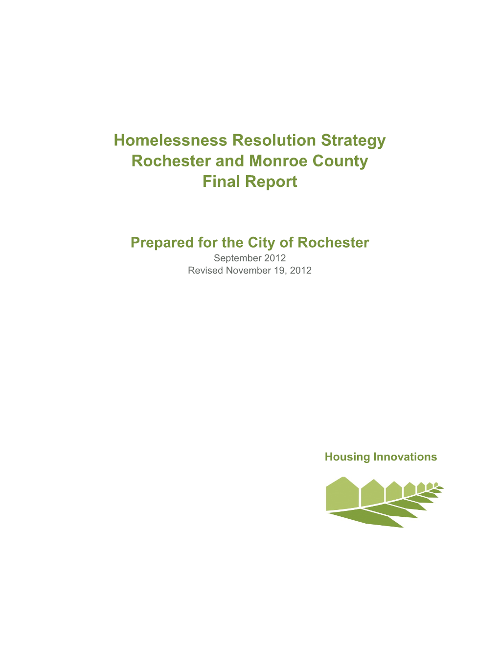 Rochester Homelessness Resolution Strategy