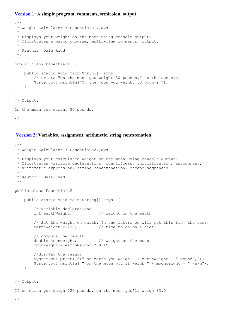 Version 1: a Simple Program, Comments, Semicolon, Output