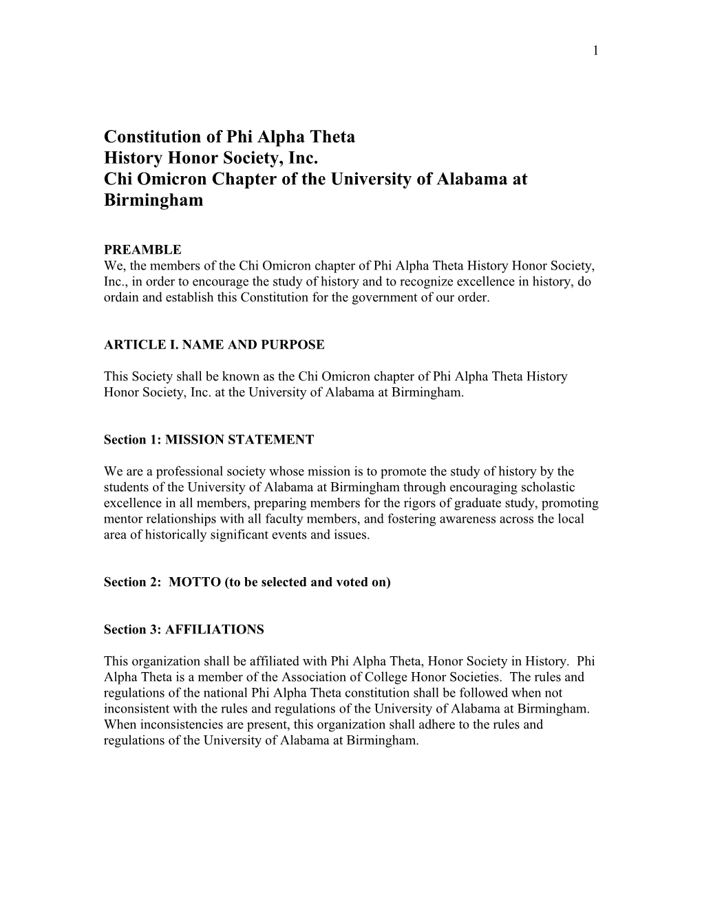 Constitution of Phi Alpha Theta