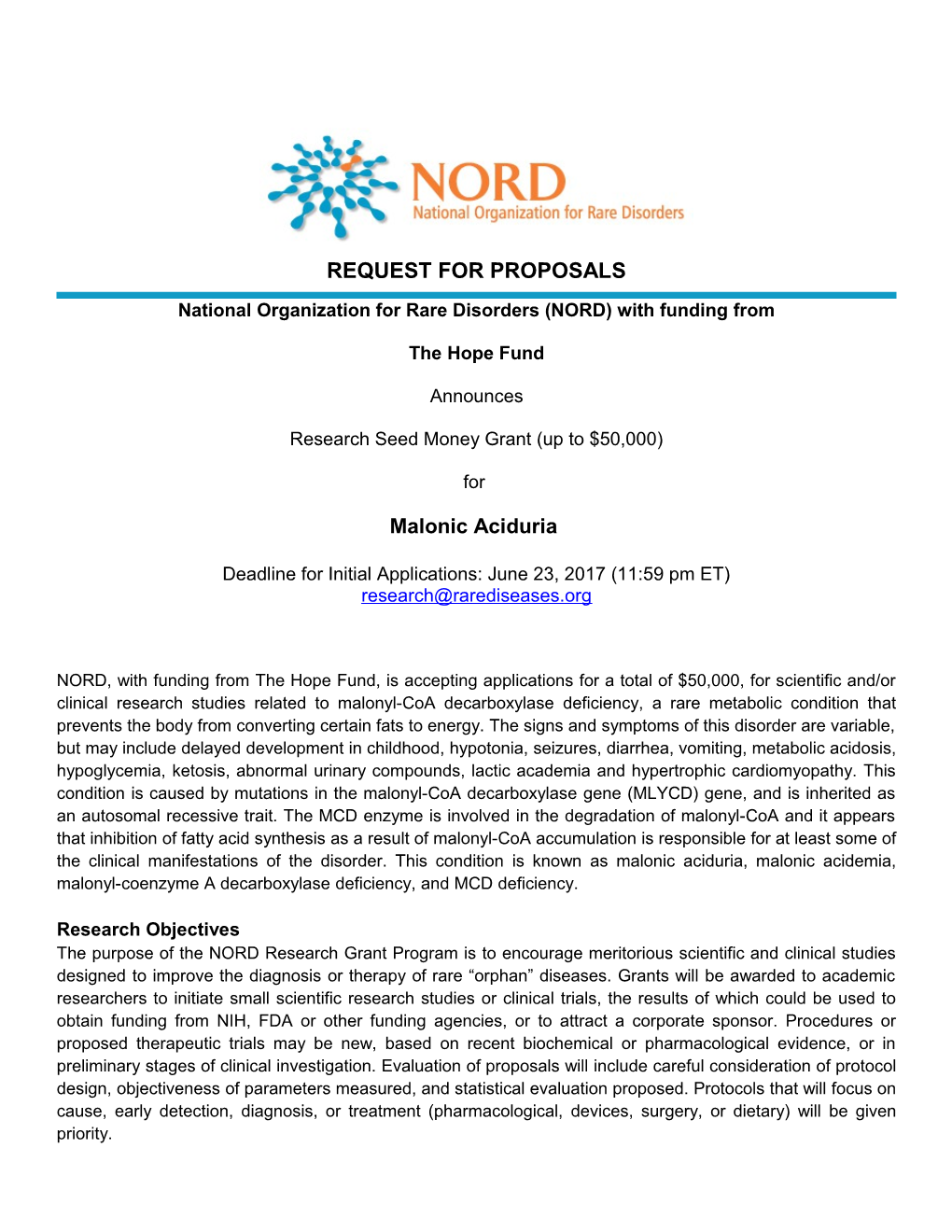 National Organization for Rare Disorders (NORD) with Funding From