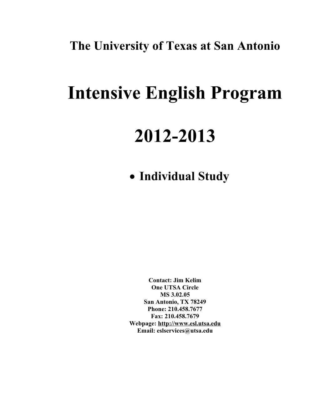 Intensive English Language Program Application