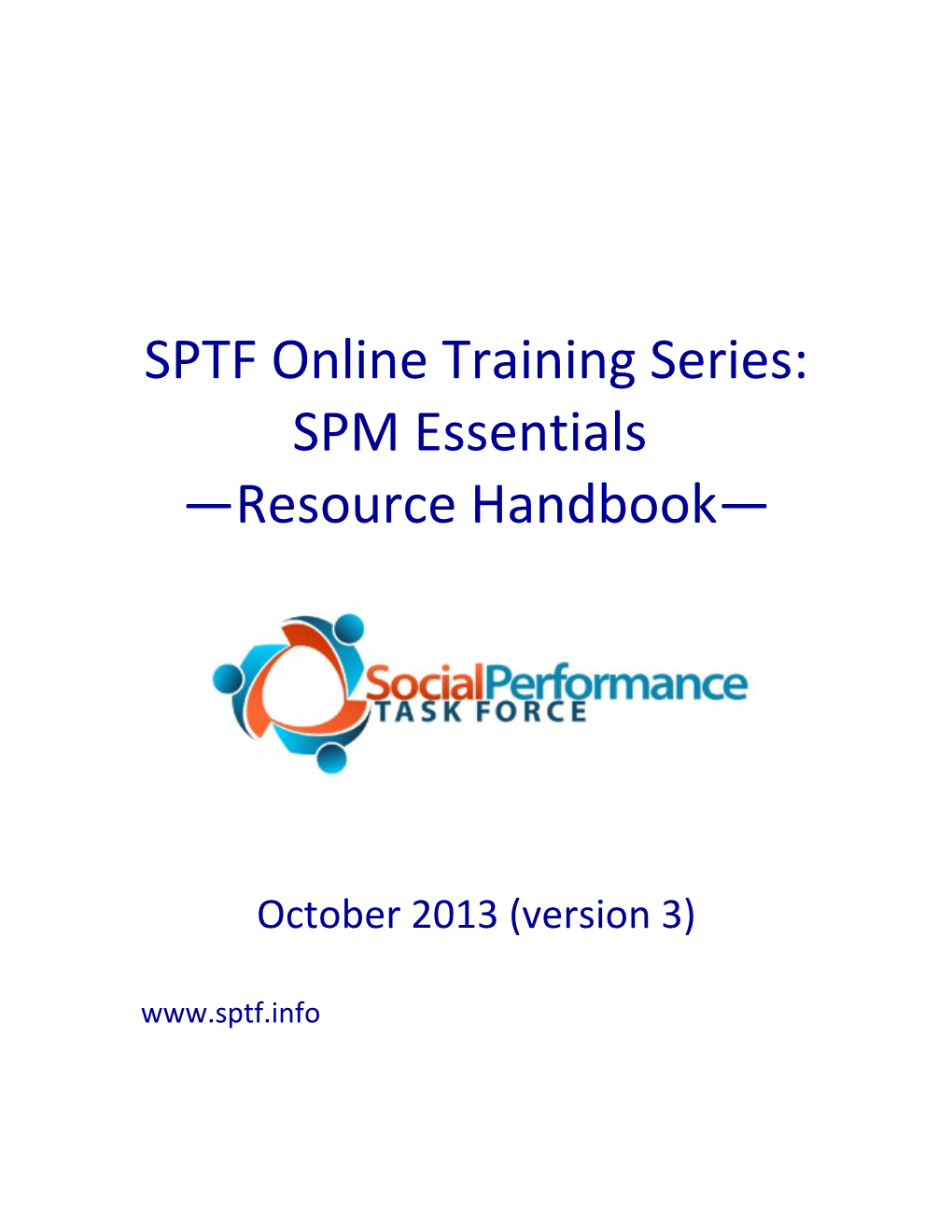 SPTF Online Training Course Resource Handbook