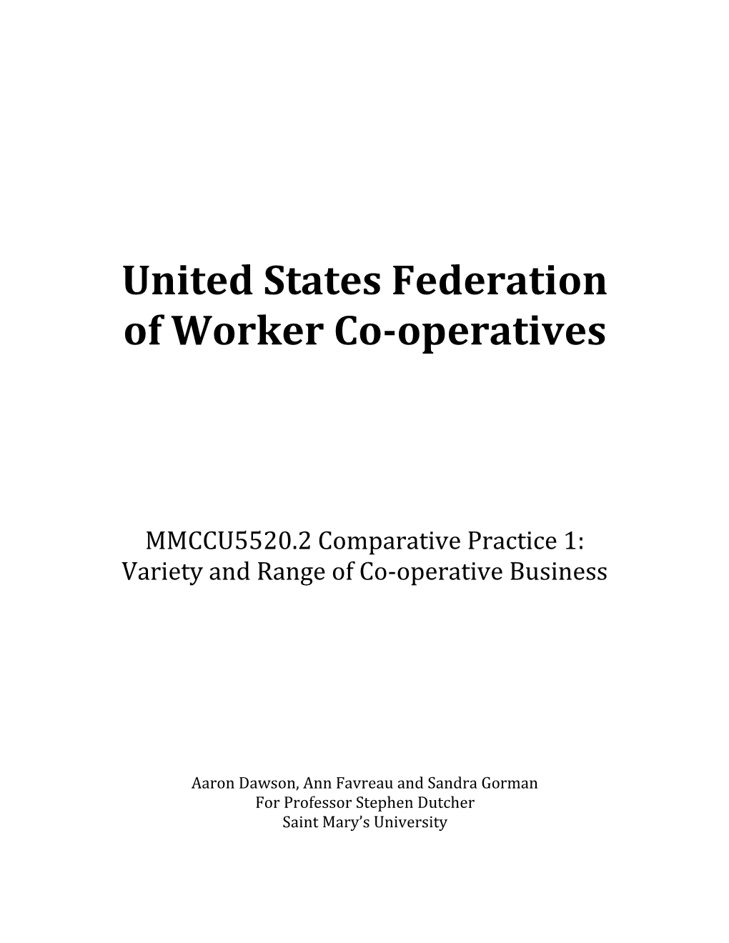 United States Federation of Worker Co-Operatives