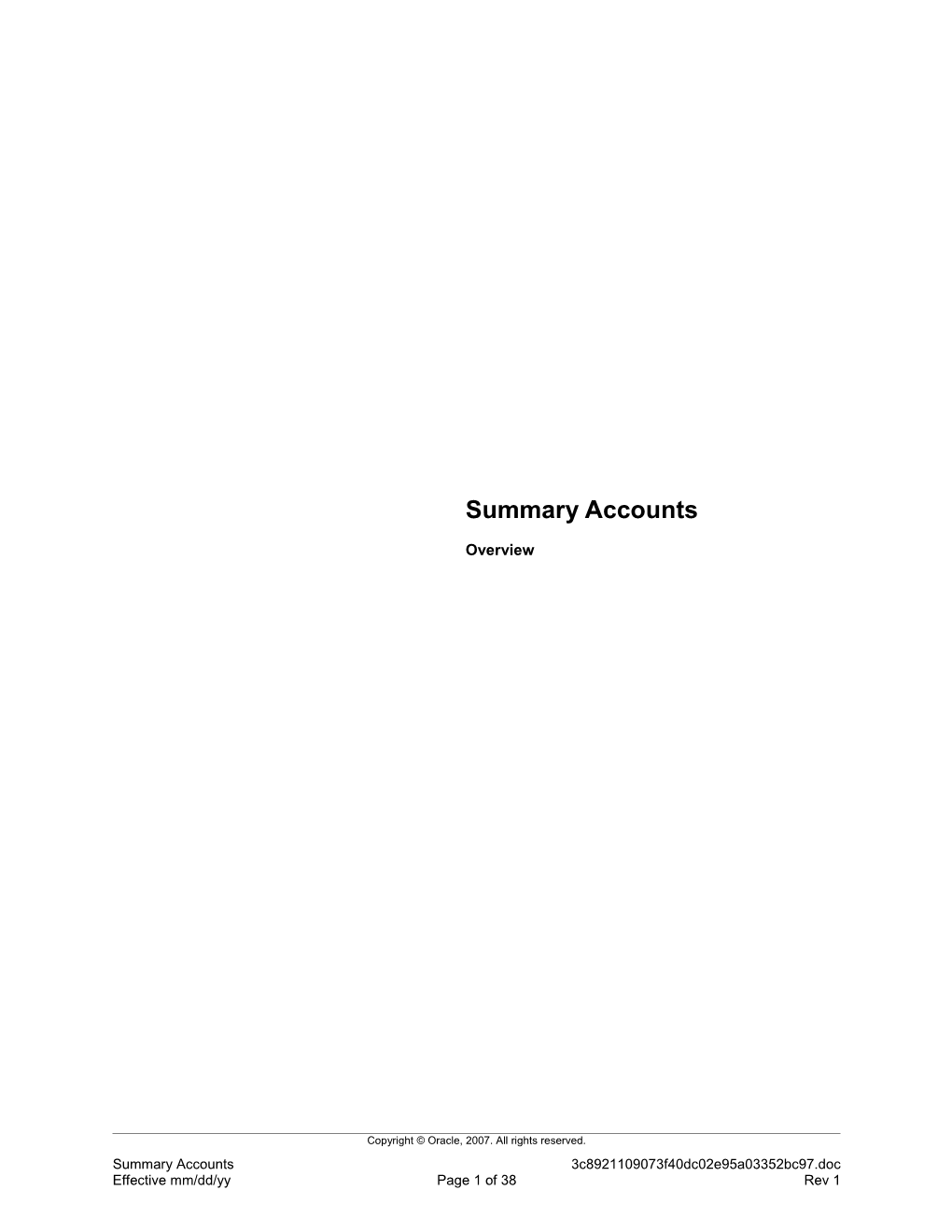 Summary Accounts