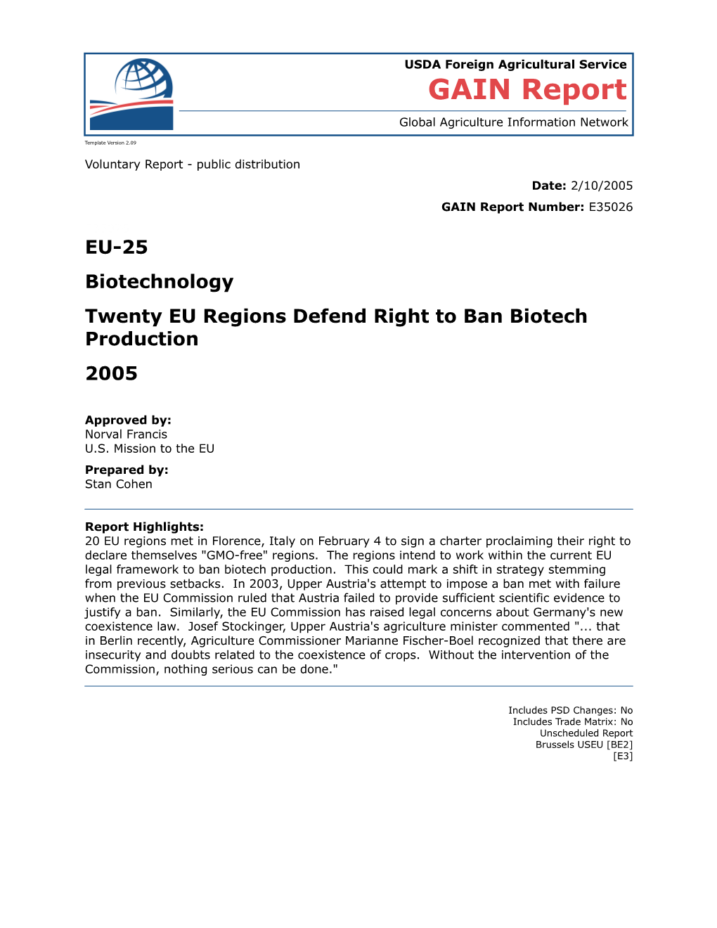 Twenty EU Regions Defend Right to Ban Biotech Production