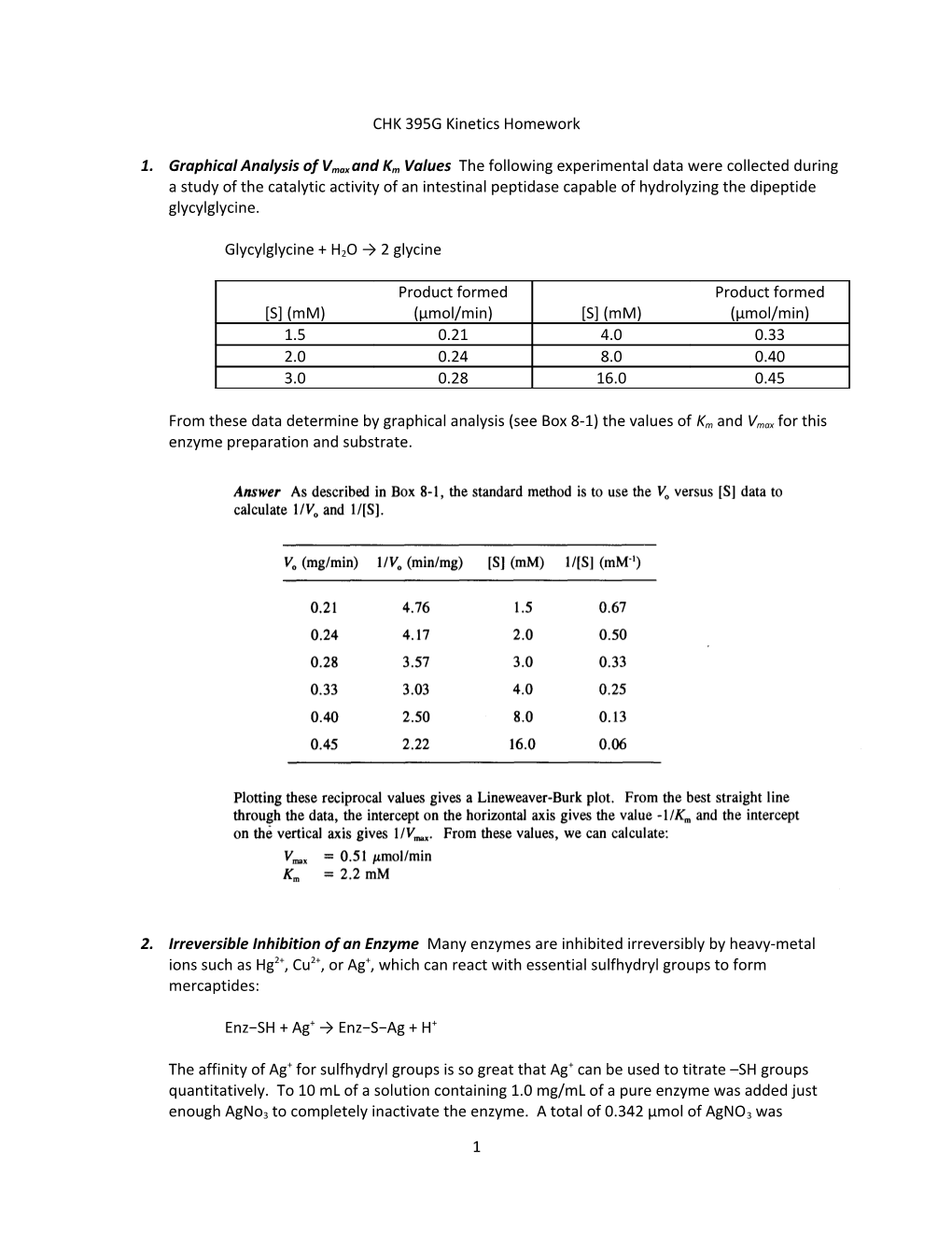 CHK 395G Kinetics Homework