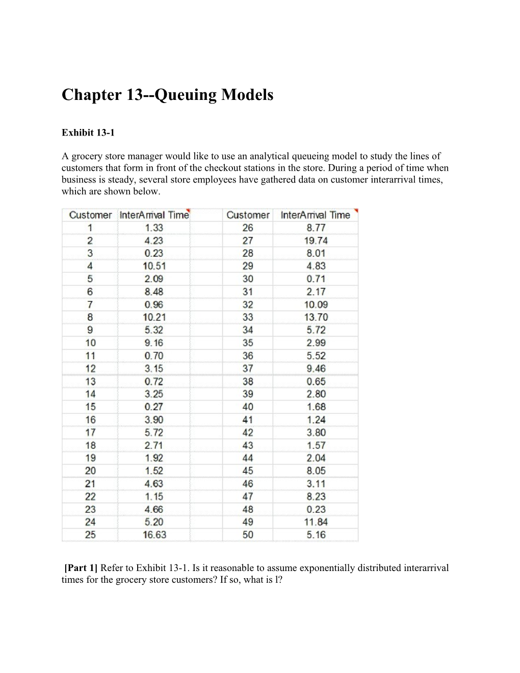 Chapter 13 Queuing Models