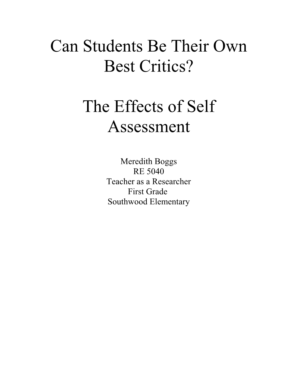Can Students Be Their Own Best Critics