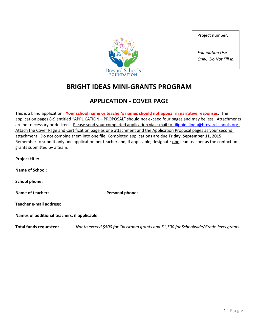 Bright Ideas Mini-Grants Program