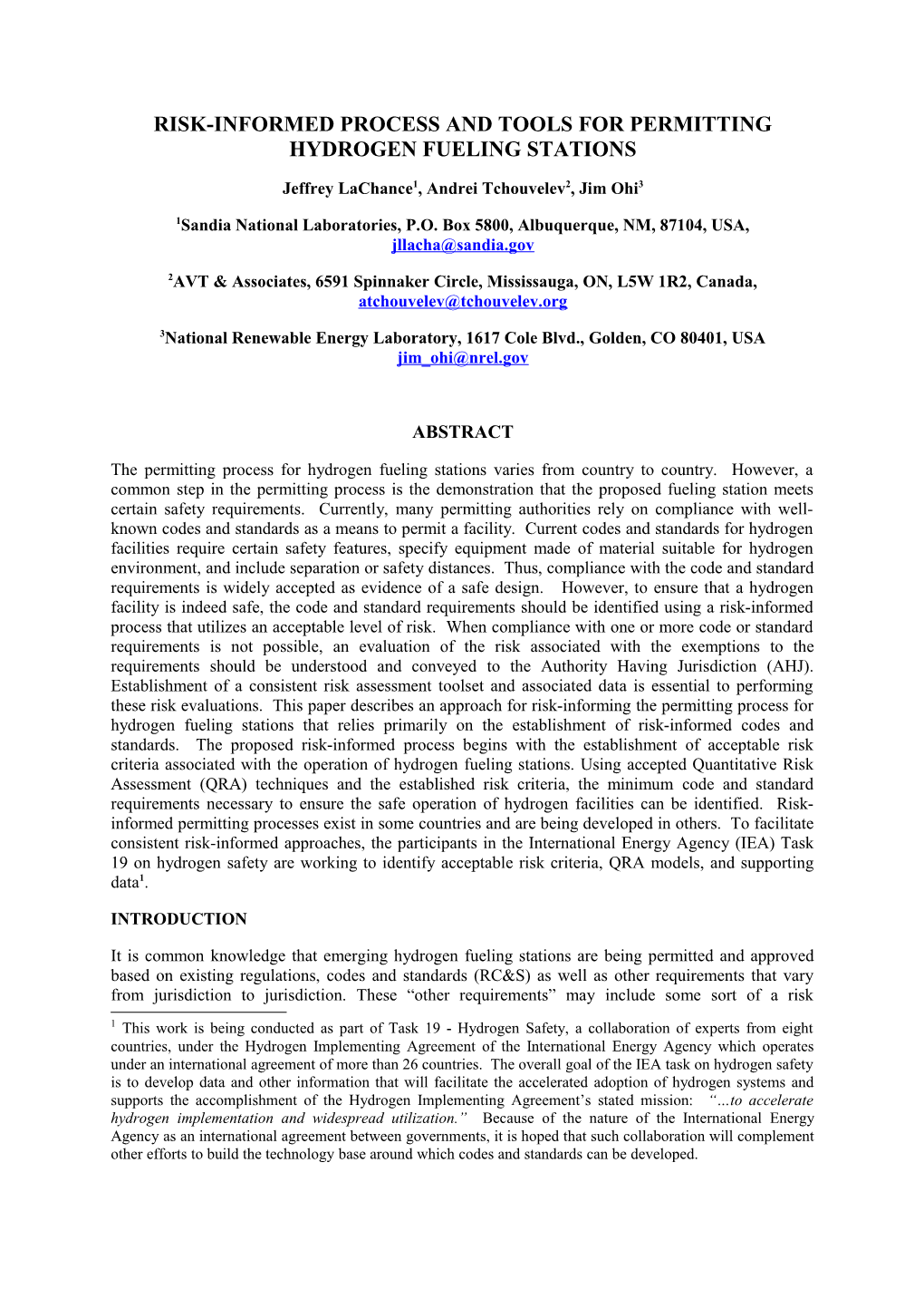 Risk-Informed Process and Tools for Permitting Hydrogen Fueling Stations