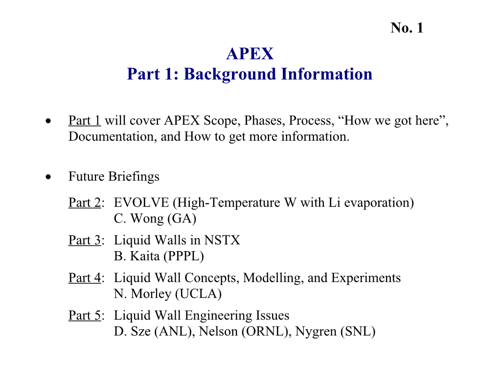APEX Steering Committee