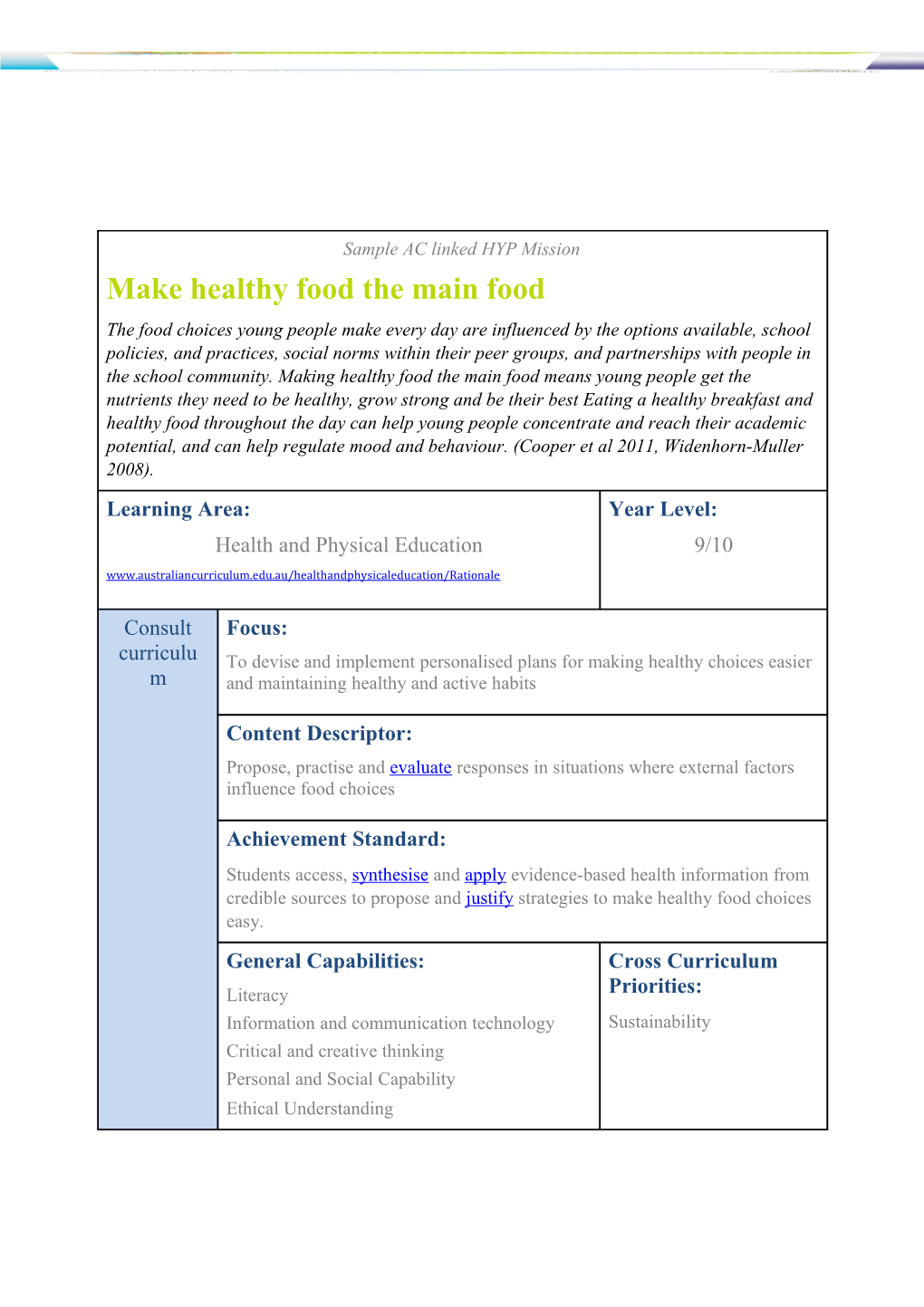 Nutritional Requirements and Dietary Needs (Including the Australian Dietary Guidelines 2013)