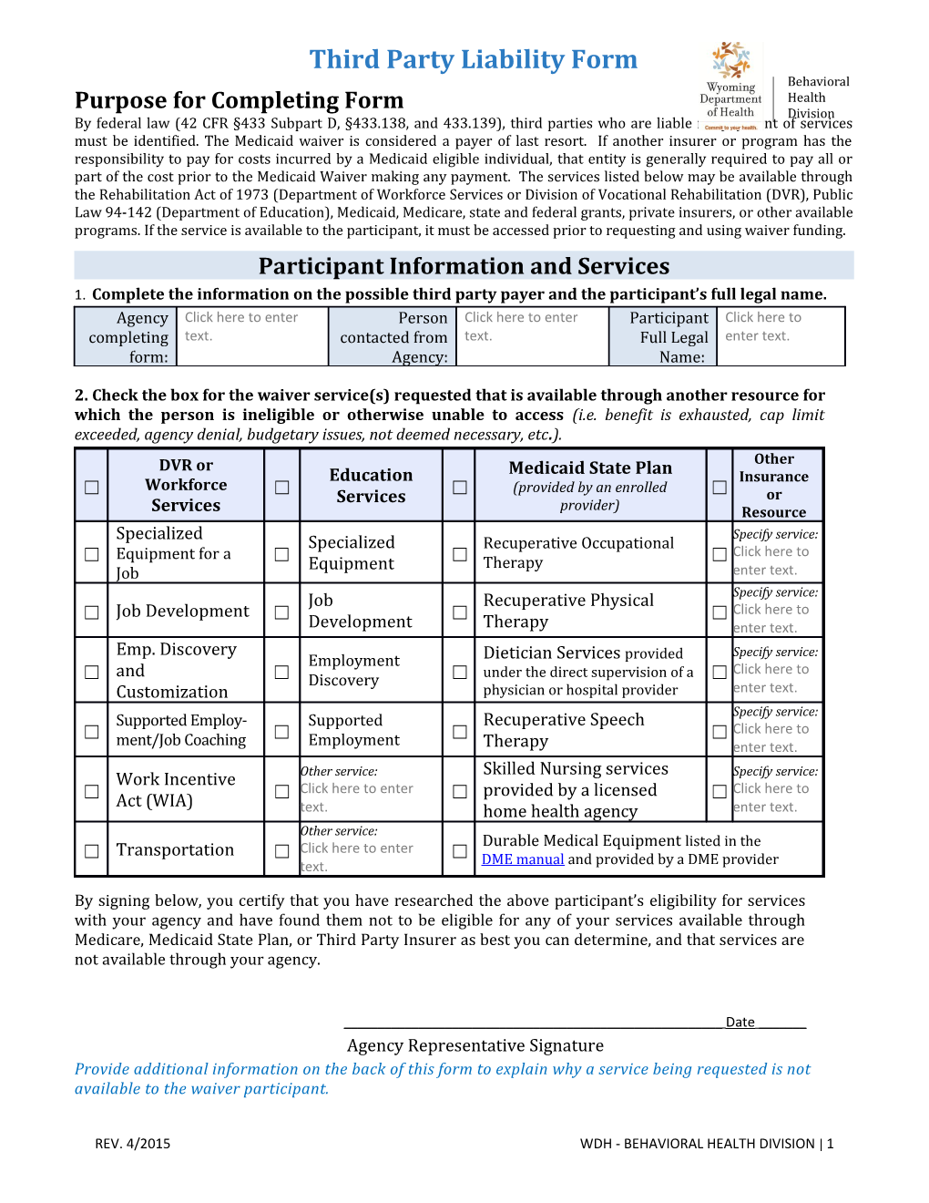 Third Party Liability Form