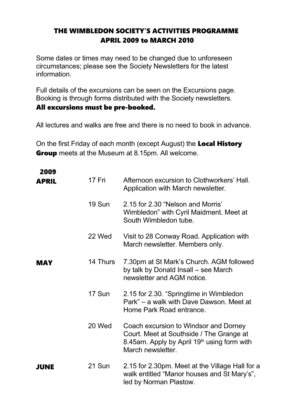 Wimbledon Society Programme 2000