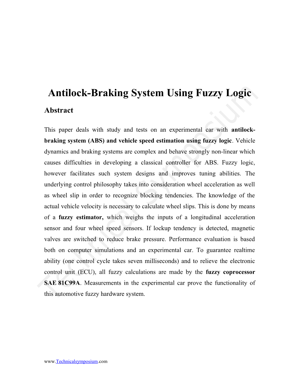 Antilock-Braking System Using Fuzzy Logic