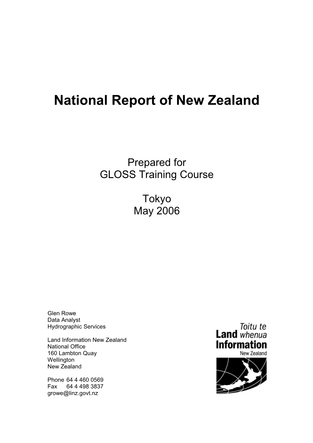 National Report of New Zealand