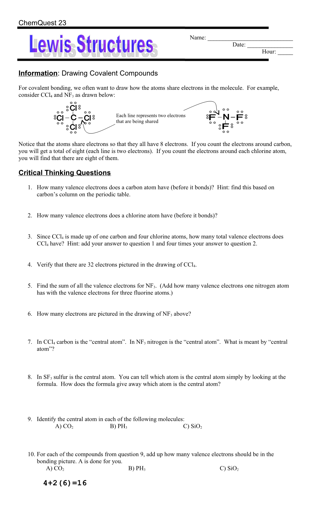 Information: Drawing Covalent Compounds