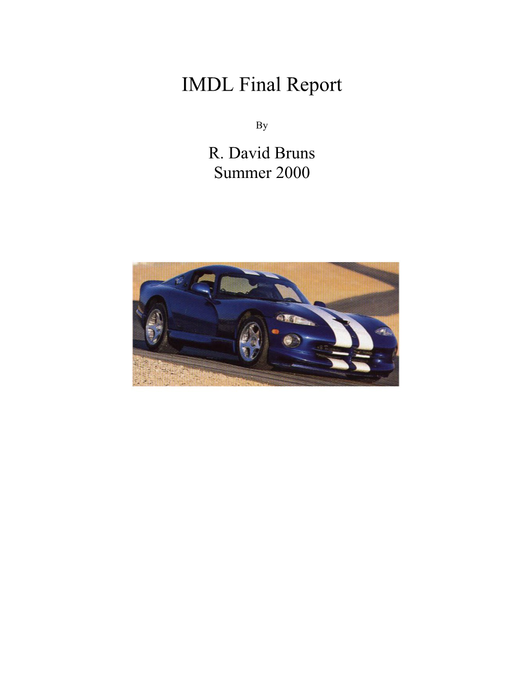 IMDL Written Report 1