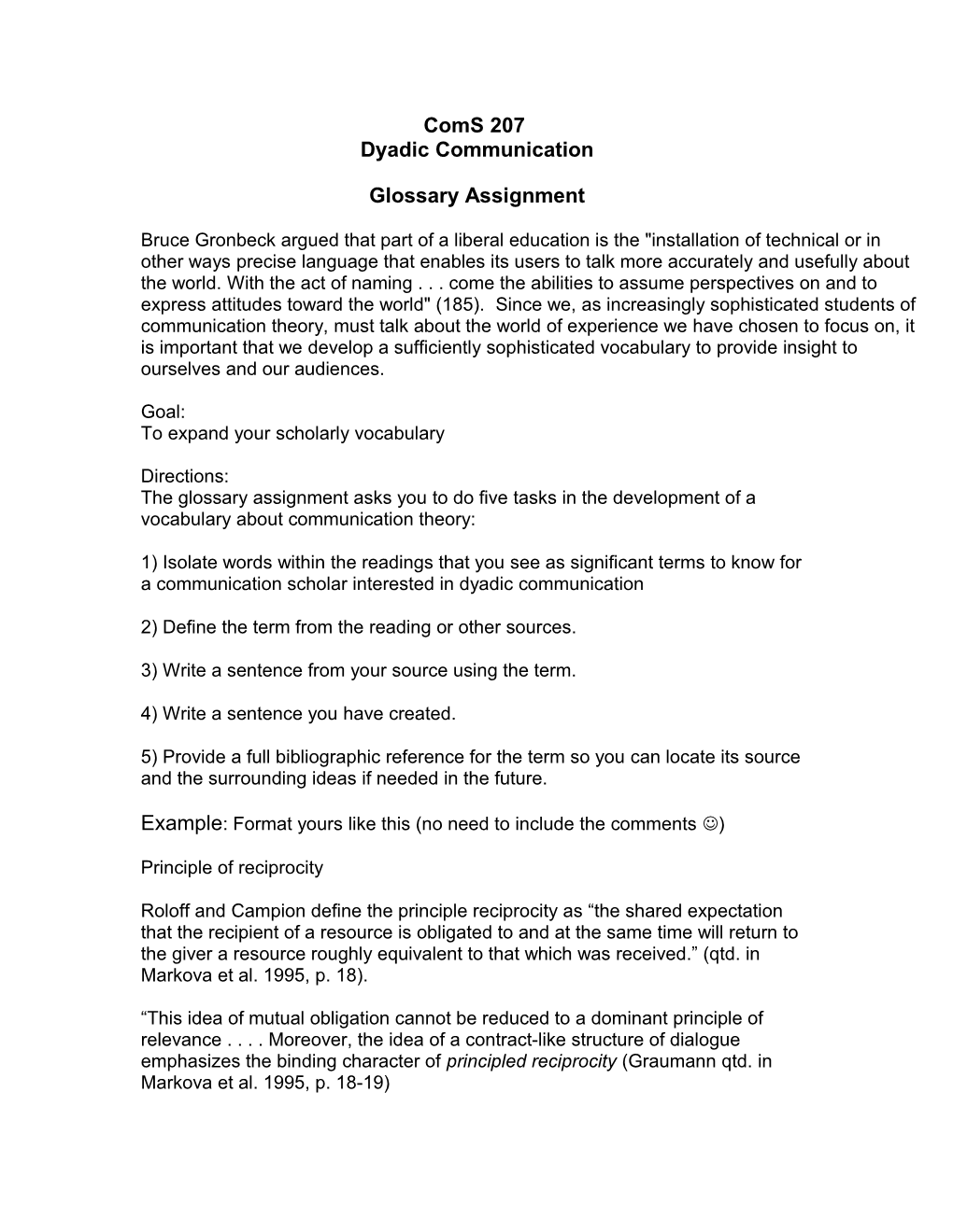 Coms 207 Dyadic Communication