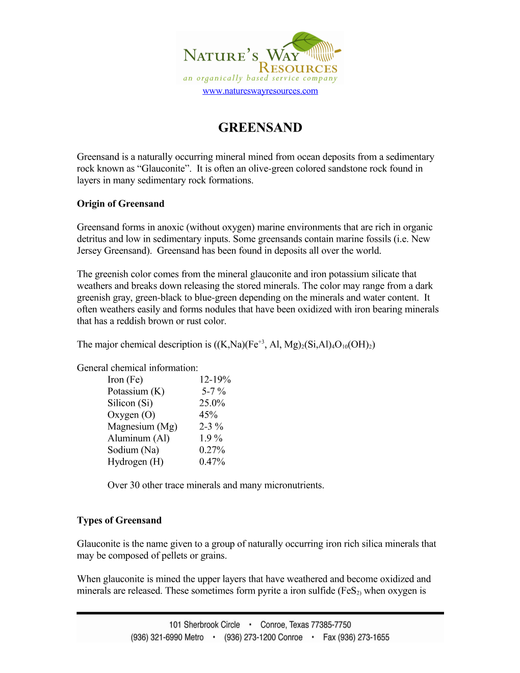 Origin of Greensand